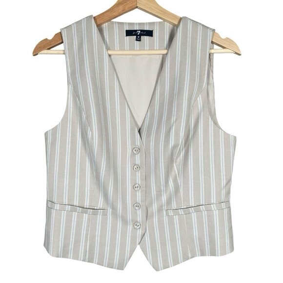 7 For All Mankind Tailored Waiscoat Vest M Preppy Minimalist Classic Button Up - Picture 1 of 10